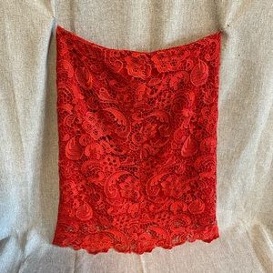 Red Lace Brocade Skirt